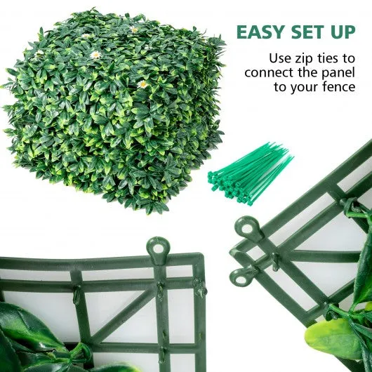 12 Pcs 20 x 20inch Artificial Daisy Hedge Plant Privacy Fence Hedge Panels