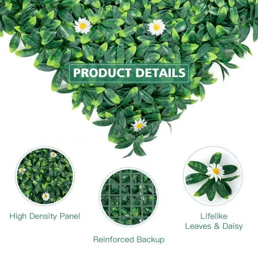 12 Pcs 20 x 20inch Artificial Daisy Hedge Plant Privacy Fence Hedge Panels
