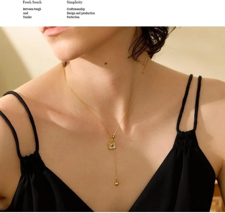 14K Gold Filled Heart Shell Necklace For Women, Romantic Shell Love Heart Necklace, Heart Natural Shell Pendant Double Layered Necklace, Seashell Necklace, Puka Shell Necklace