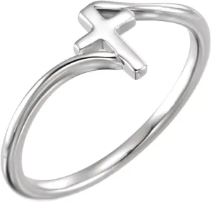 14k White Gold Polished Religious Faith Cross Bypass Ring Size 6.5 - Jewelry Gift for Mom