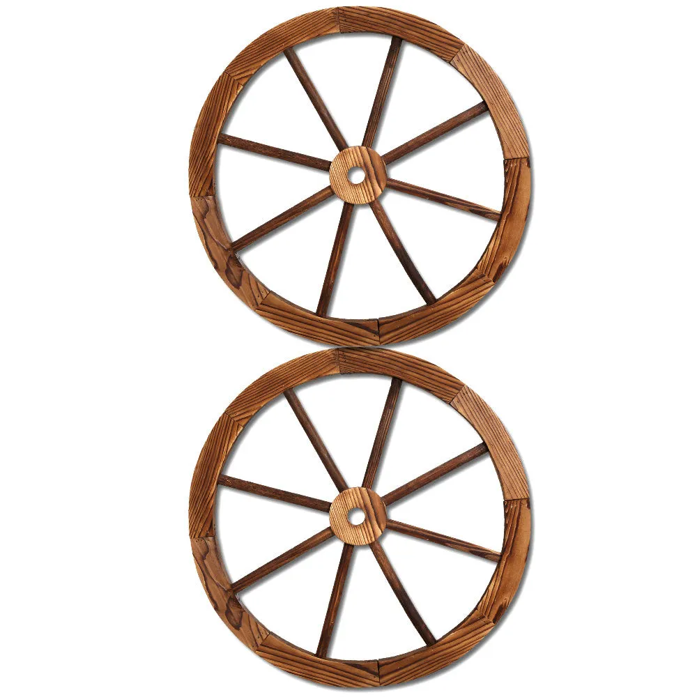2 x Wagon Wheel Garden Decor Rustic Charm Indoor Outdoor Weatherproof 60cm
