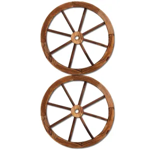 2 x Wagon Wheel Garden Decor Rustic Charm Indoor Outdoor Weatherproof 60cm