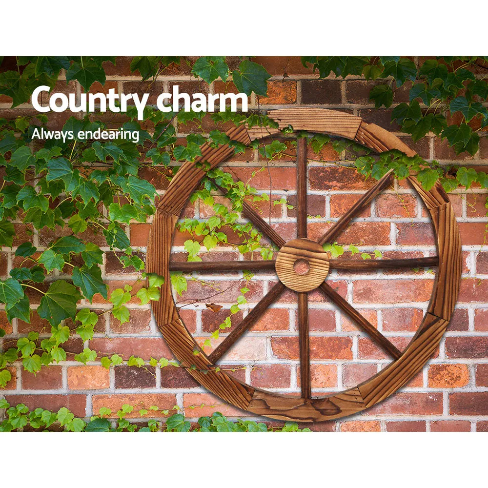 2 x Wagon Wheel Garden Decor Rustic Charm Indoor Outdoor Weatherproof 60cm
