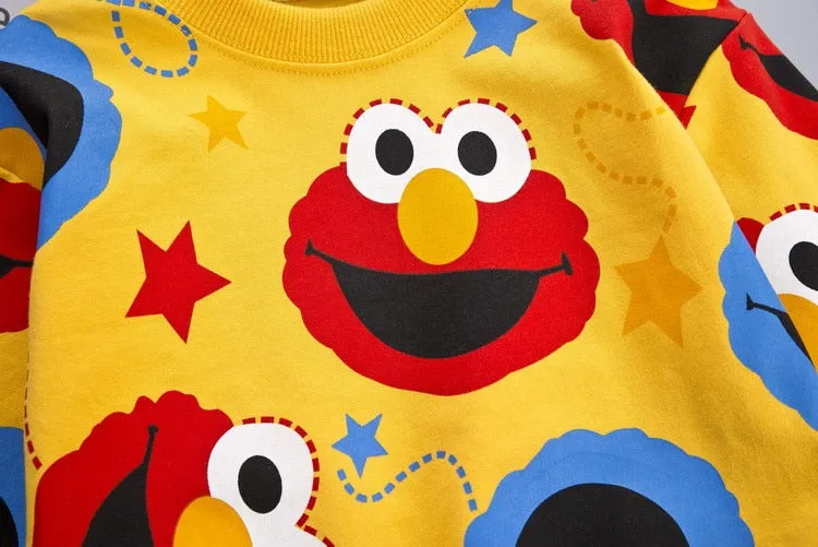 2Pcs Unisex Cartoon Long Sleeve Sweater Jogger Outfits For Kids