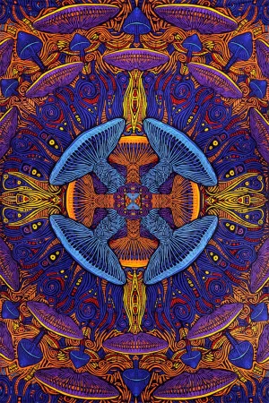 3D Magic Mushroom Tapestry