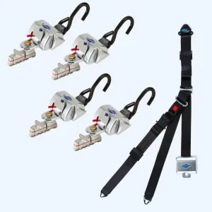 4 QRT Standard Retractors L-Track Fittings/Retractable Lap & Shoulder Belt Combo | Q-8200-A1-L