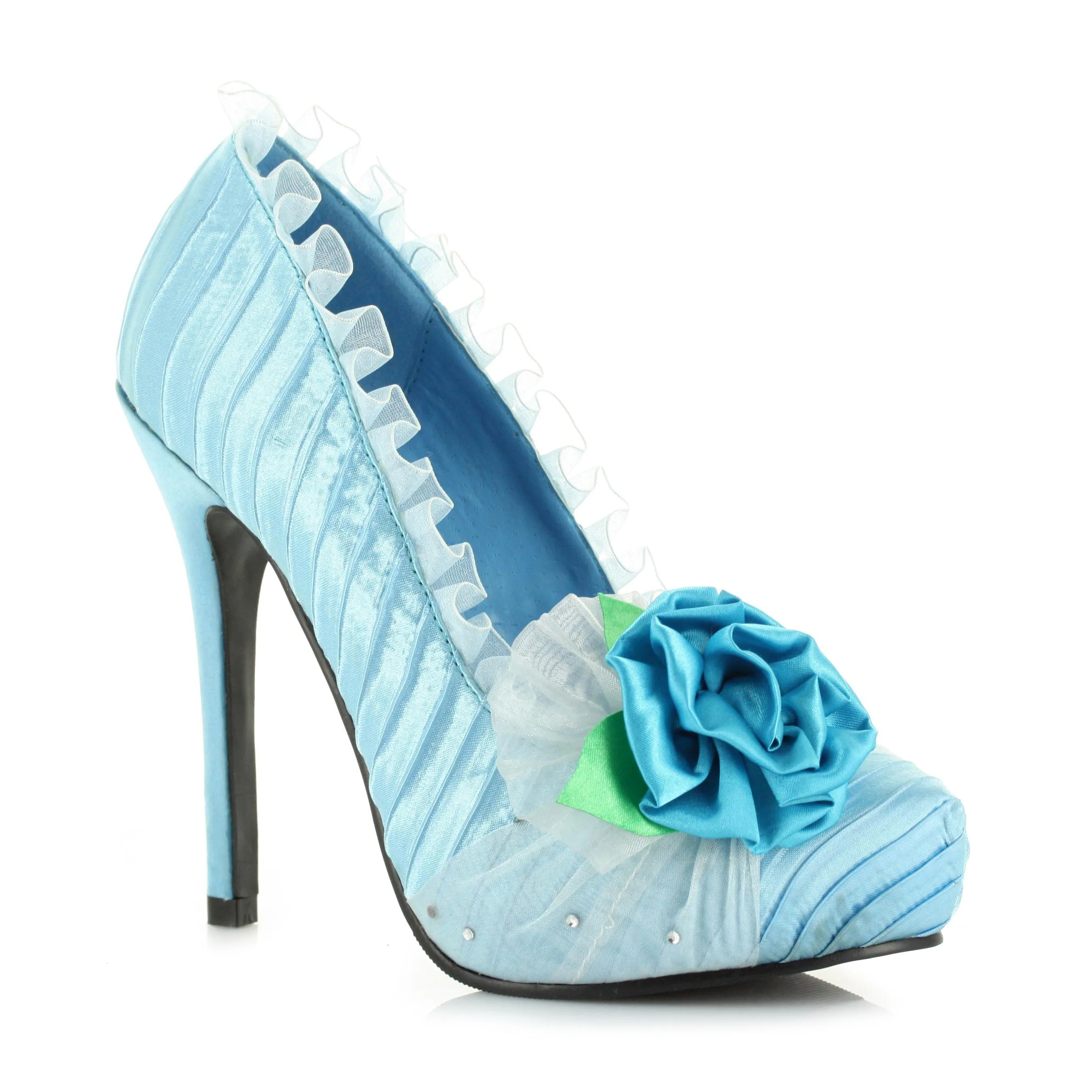 5 Satin Pump With Flower And Rhinestone Decor. Women