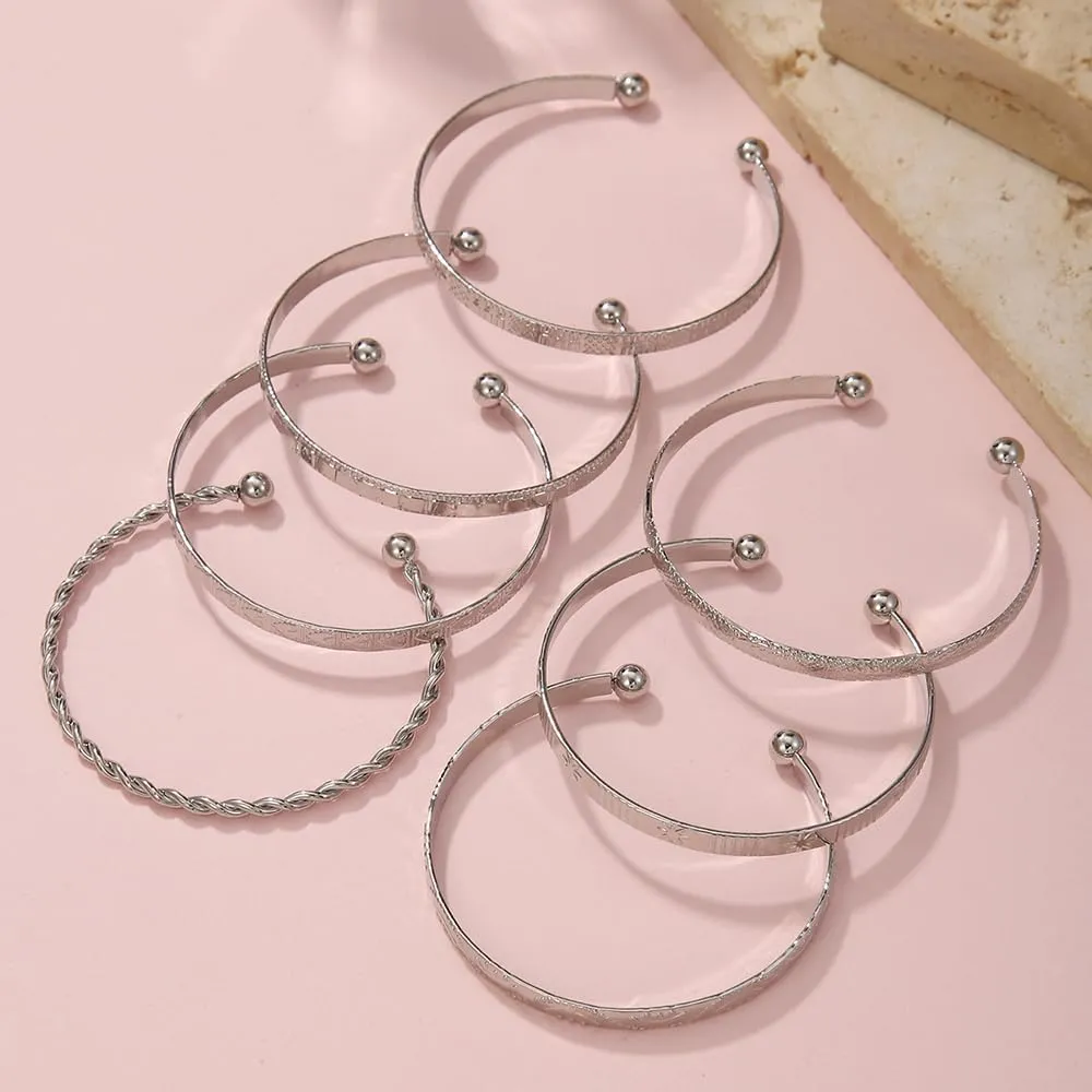 7Pcs Gold Bangle Bracelets Set for Women - Multi Layer Stackable Textured Bracelets Indian Cuff Bangles Boho Jewelry Set