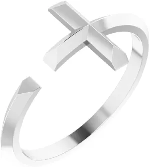 925 Sterling Silver Polished Knife Edge Negative Space Religious Faith Cross Ring Size 7 - Jewelry Gift for Mom