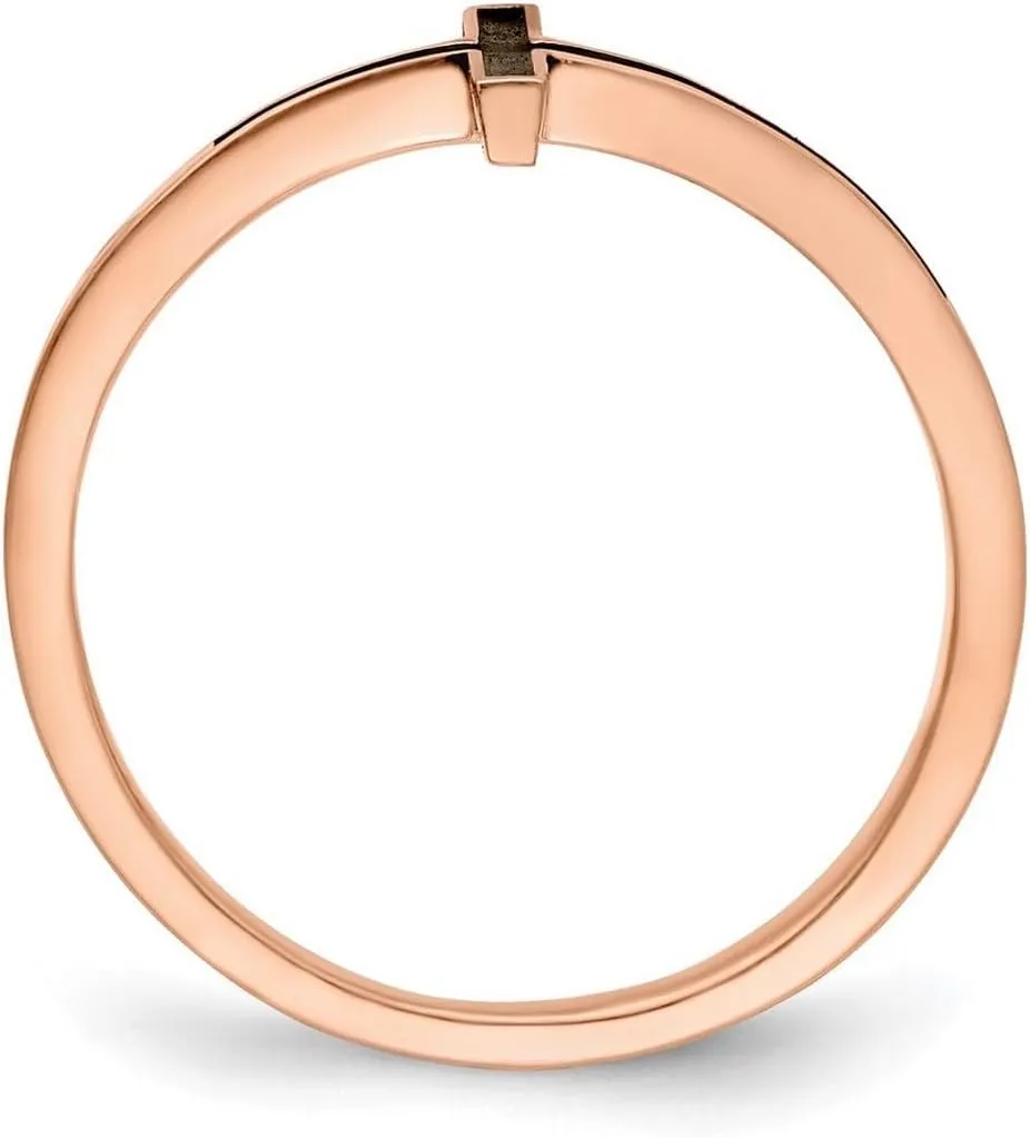 925 Sterling Silver Polished Rose Gold Plated Artisan Oxidized Sideways Religious Faith Cross Ring - Jewelry Gift for Mom