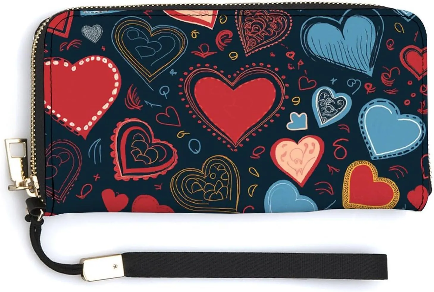 Arious Heart Shapes Wristlet Long Wallet Womens Purse Zip Clutch Large Capacity Leather Purse Credit Coin Purse