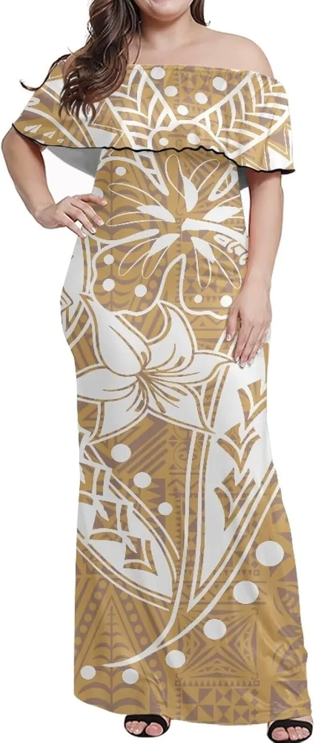 Art Womens Dresses 2023 Polynesian Dress Off Shoulder