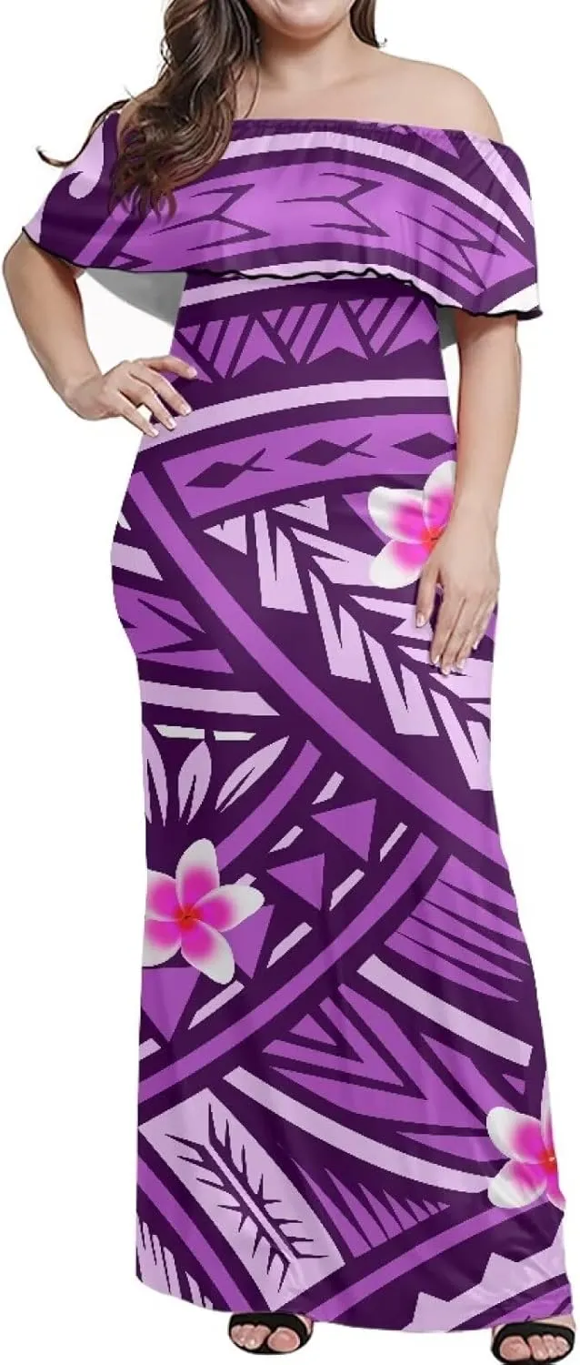 Art Womens Dresses 2023 Polynesian Dress Off Shoulder