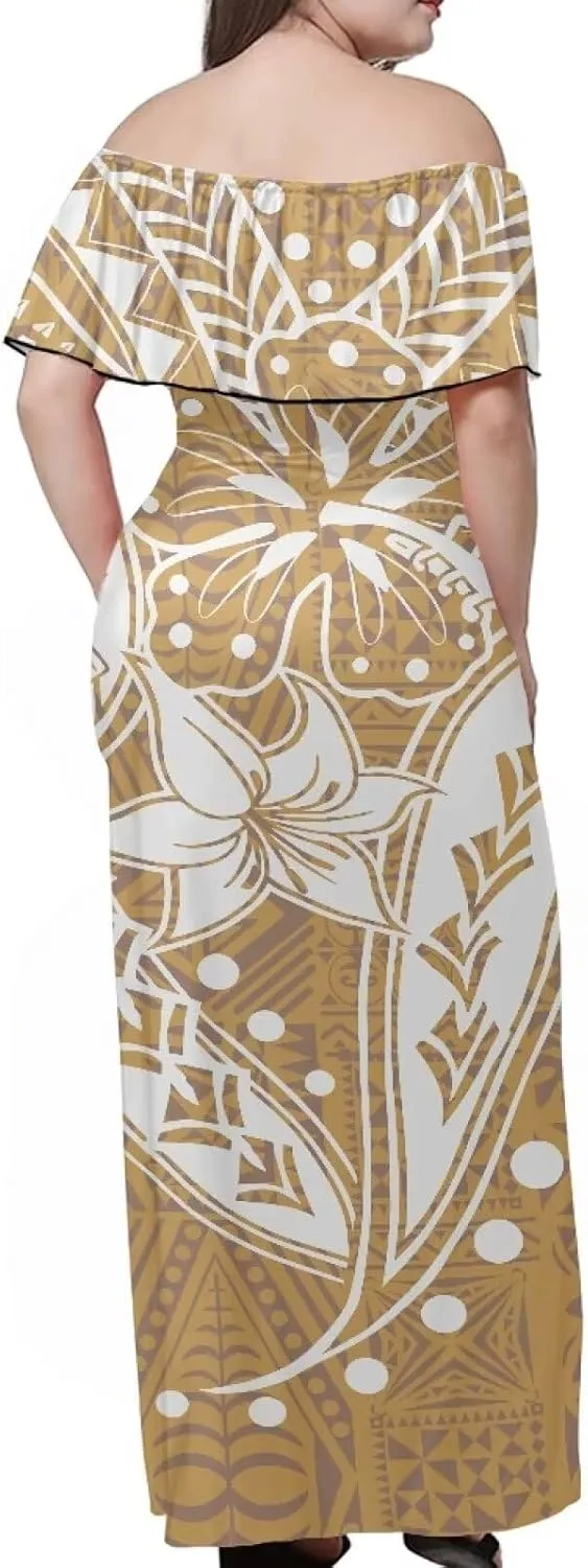 Art Womens Dresses 2023 Polynesian Dress Off Shoulder