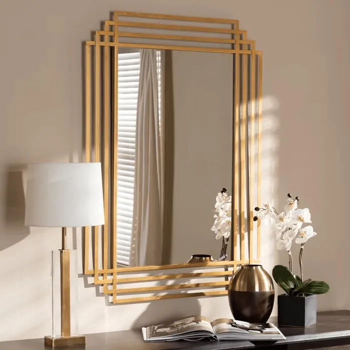 ARTESSA Luxury Design Rectangular Mirror for Living Room with Metal Frame (90 x 60 CM)