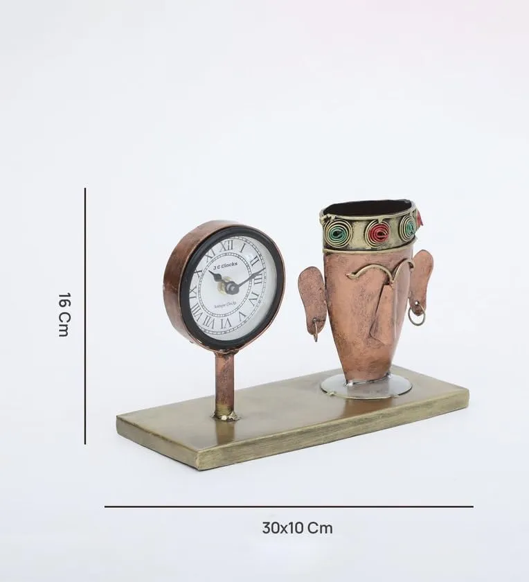 Arunaines™ Iron Tribal Man Multicolour Table Clock (LXWXH : 23 X 10 X 16 CM)