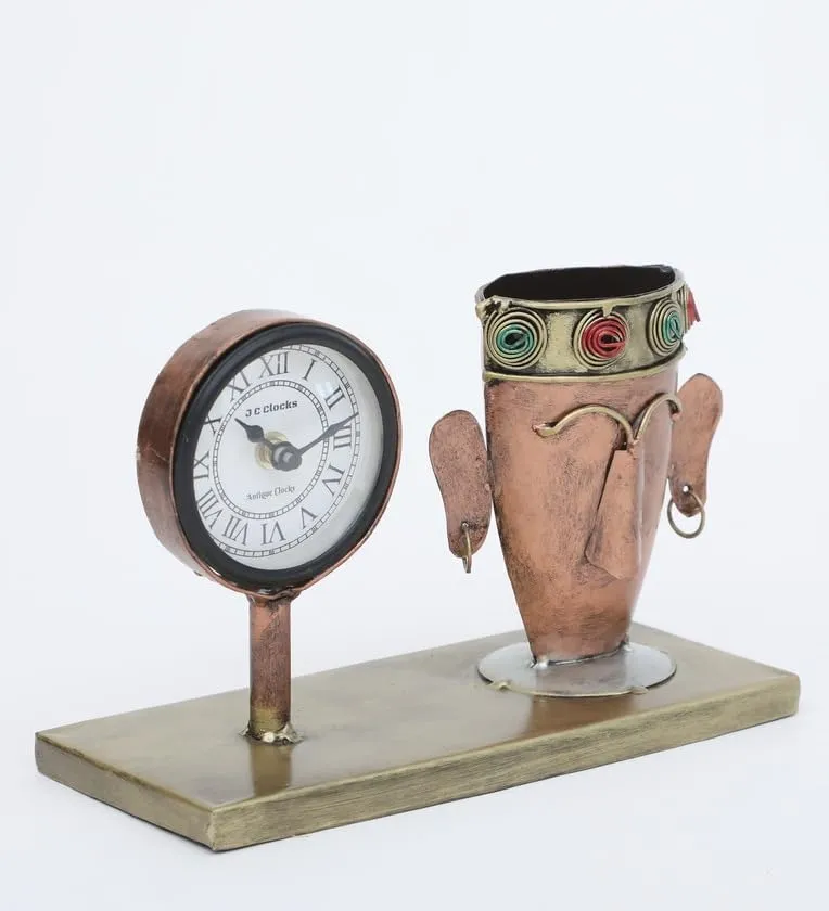 Arunaines™ Iron Tribal Man Multicolour Table Clock (LXWXH : 23 X 10 X 16 CM)