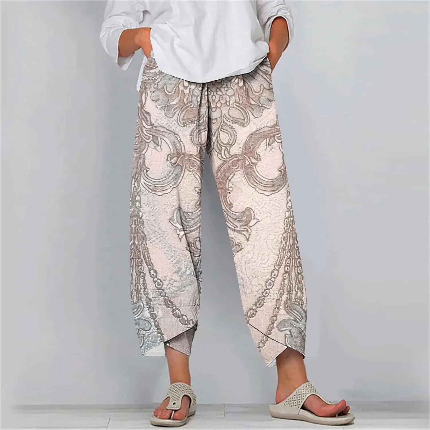 Athletic Capri Pants for Women Moisture Wicking Summer Workout Yoga Trousers with Pockets Stretch High Waisted