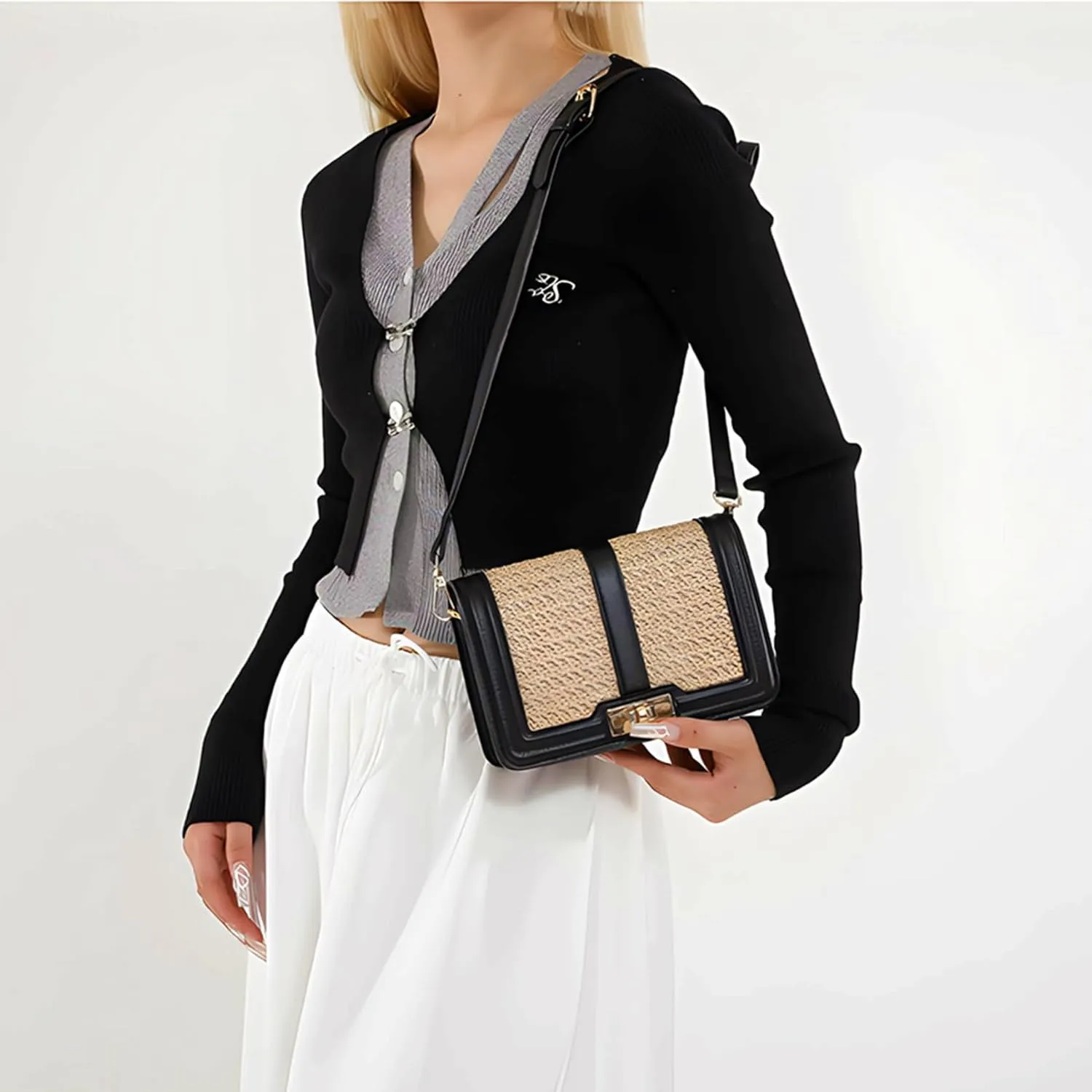 Ayliss Straw Crossbody Bags for Women Straw Purses Handbags Shoulder Clutch Purse Summer Beach Woven Bags for Vacation