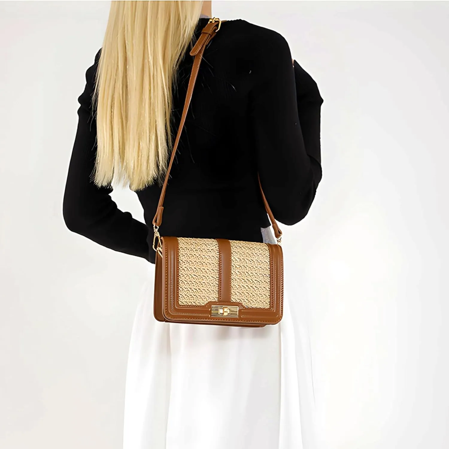 Ayliss Straw Crossbody Bags for Women Straw Purses Handbags Shoulder Clutch Purse Summer Beach Woven Bags for Vacation