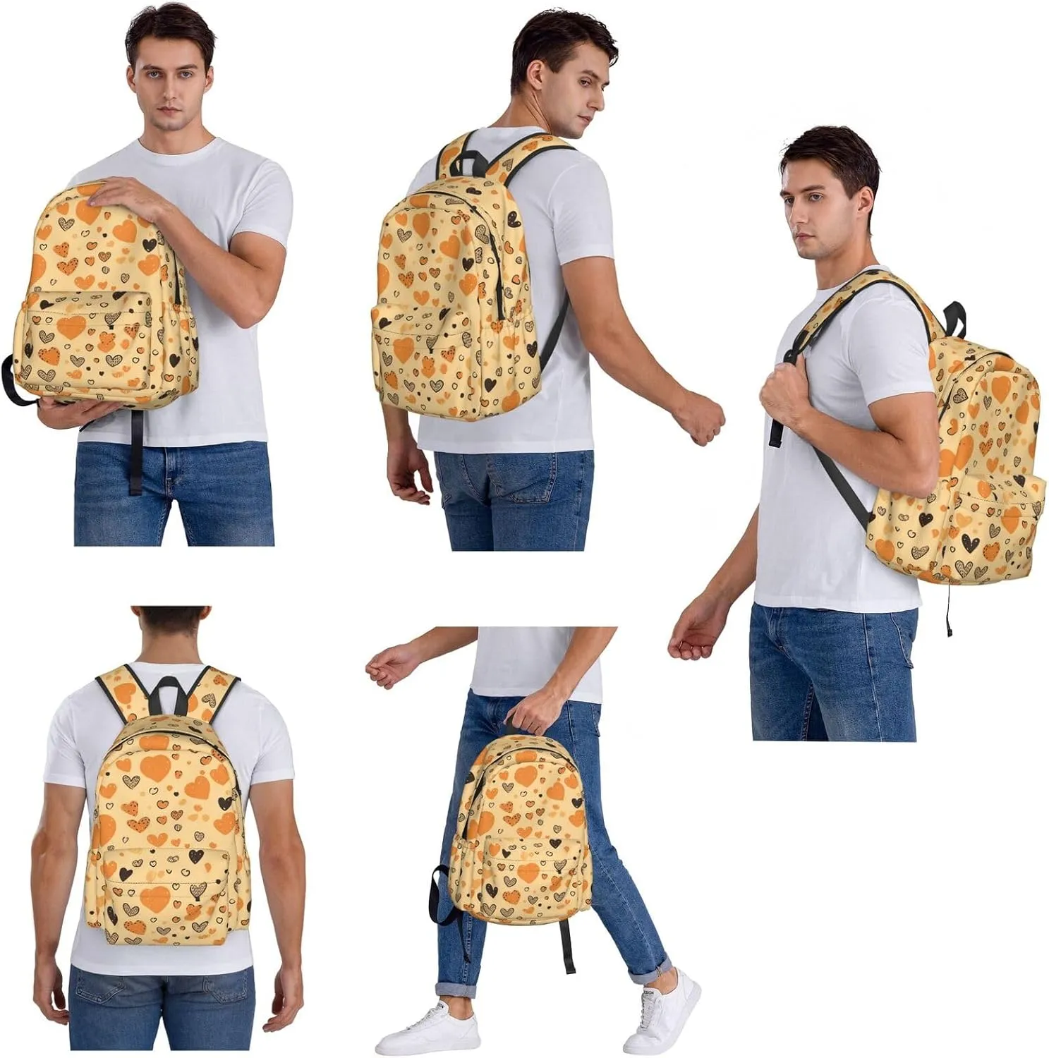 Backpack for Women Men Lightweight Casual Travel Daypack Many Heart Shapes Laptop Backpack Work Bag