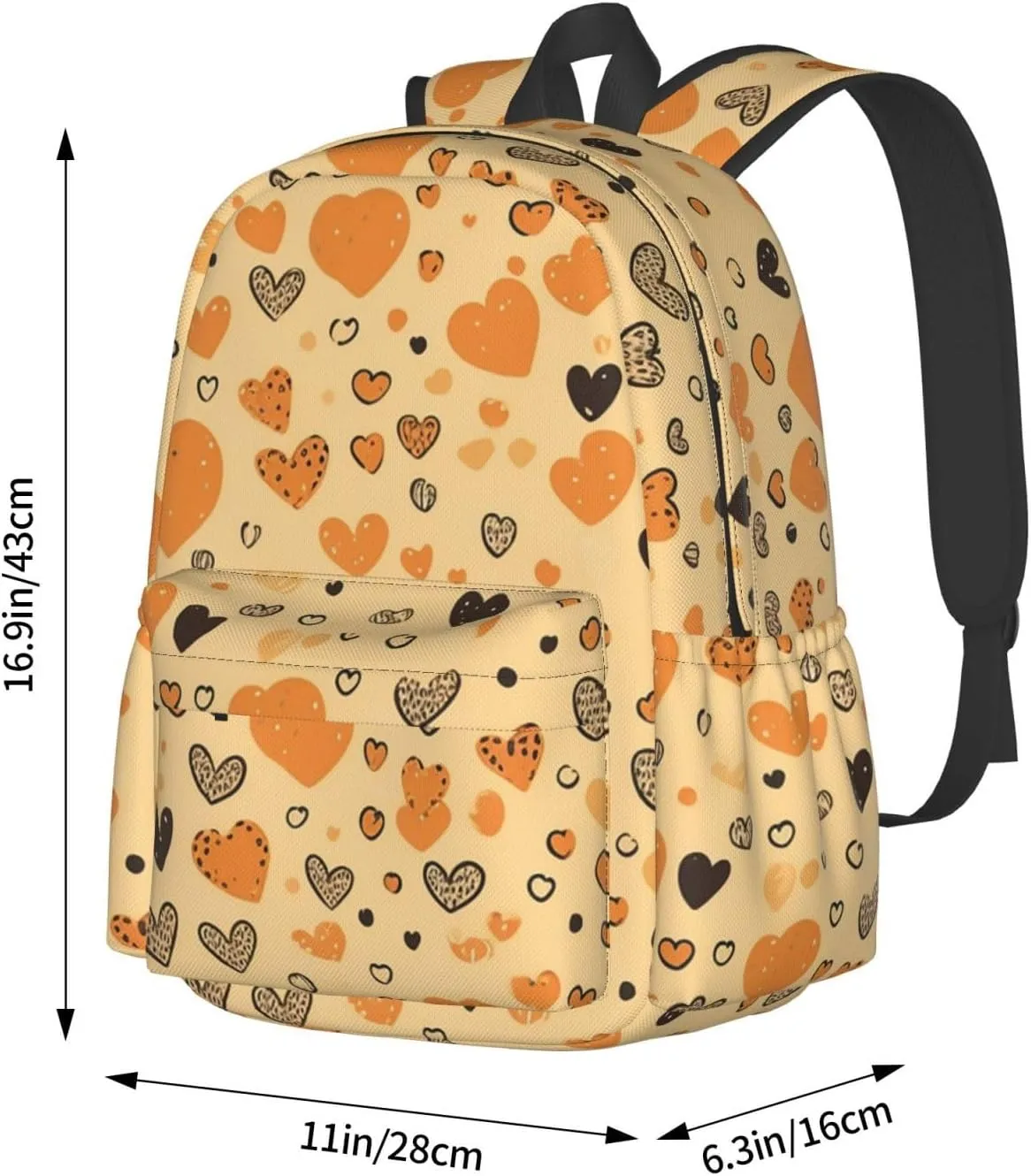 Backpack for Women Men Lightweight Casual Travel Daypack Many Heart Shapes Laptop Backpack Work Bag