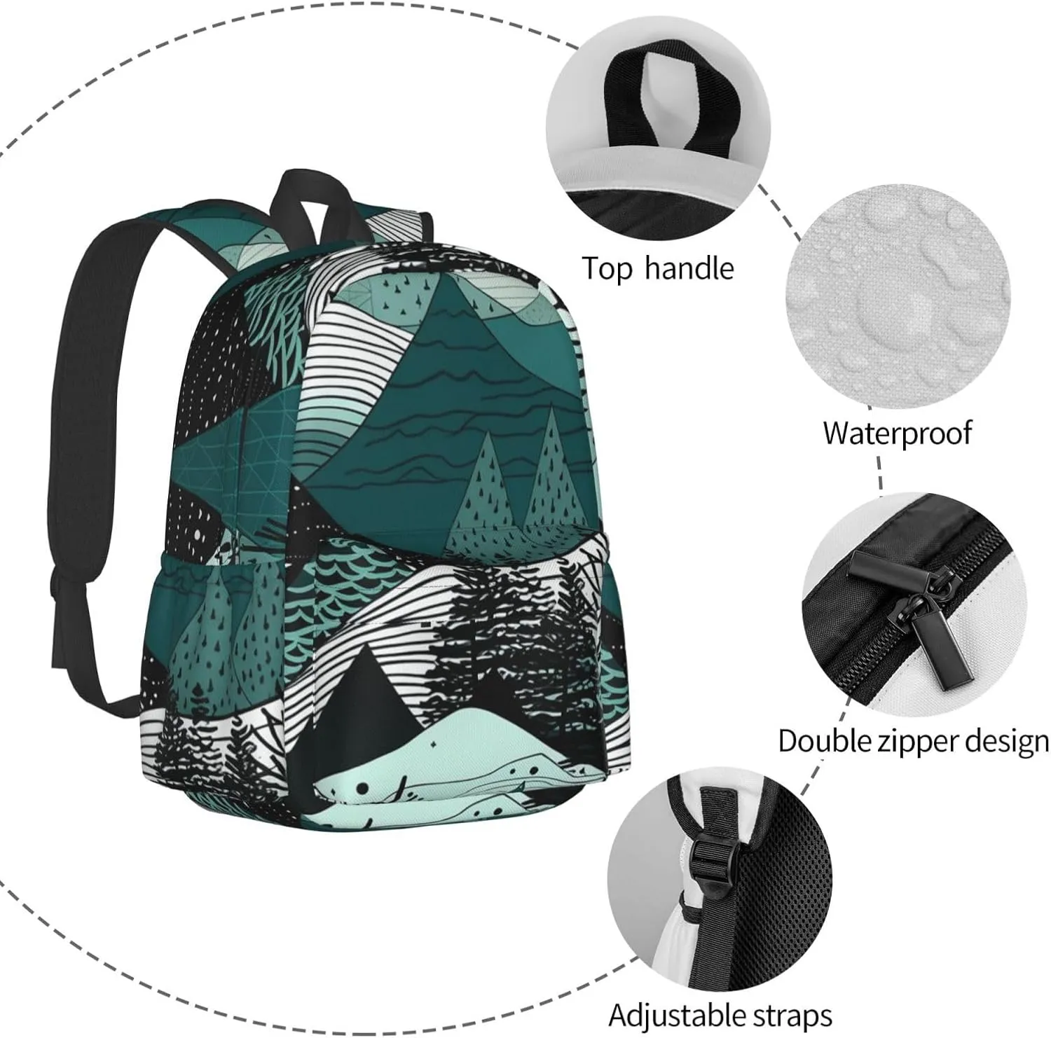 Backpack for Women Men Lightweight Casual Travel Daypack Soft Lines and Shapes Laptop Backpack Work Bag
