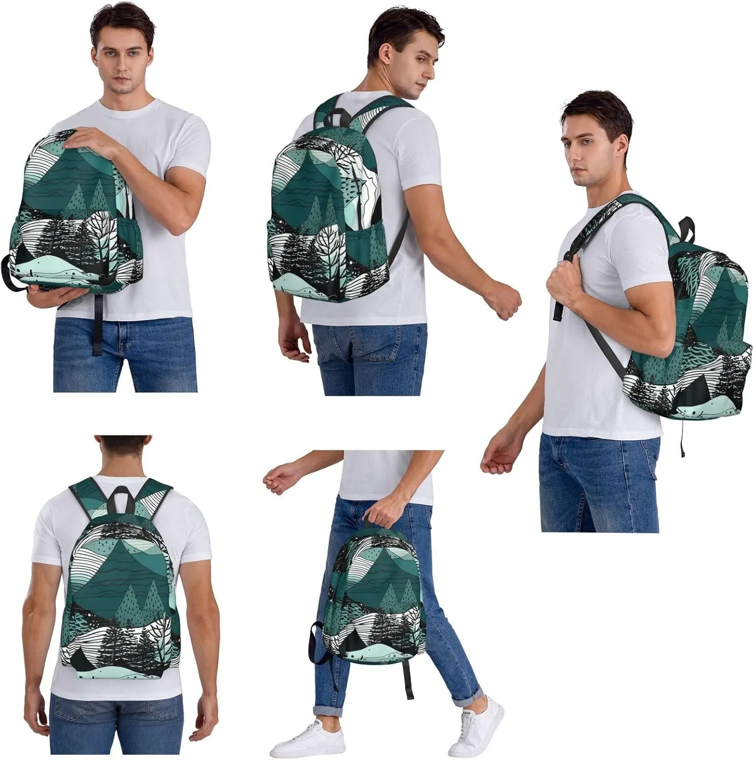 Backpack for Women Men Lightweight Casual Travel Daypack Soft Lines and Shapes Laptop Backpack Work Bag