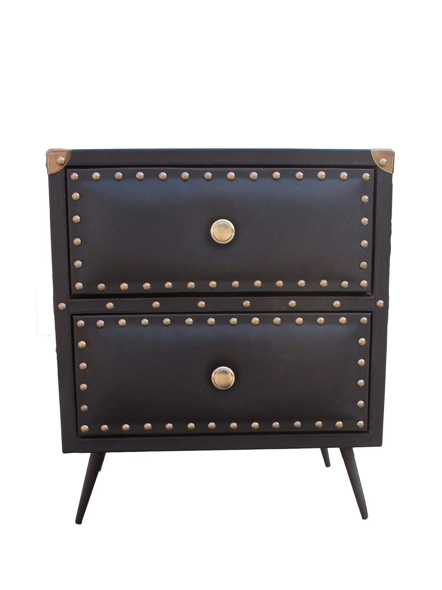 BALTIMORE - TWO DRAWER LEATHER SIDE TABLE