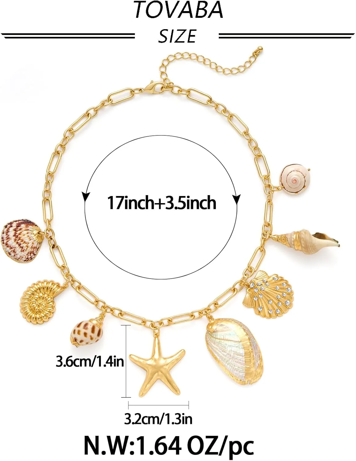 Beach Necklaces for Women Dainty Gold Shell Charm Cute Starfish with Gold Chain Hypoallergenic Summer Beachy Necklace Fashion Trendy
