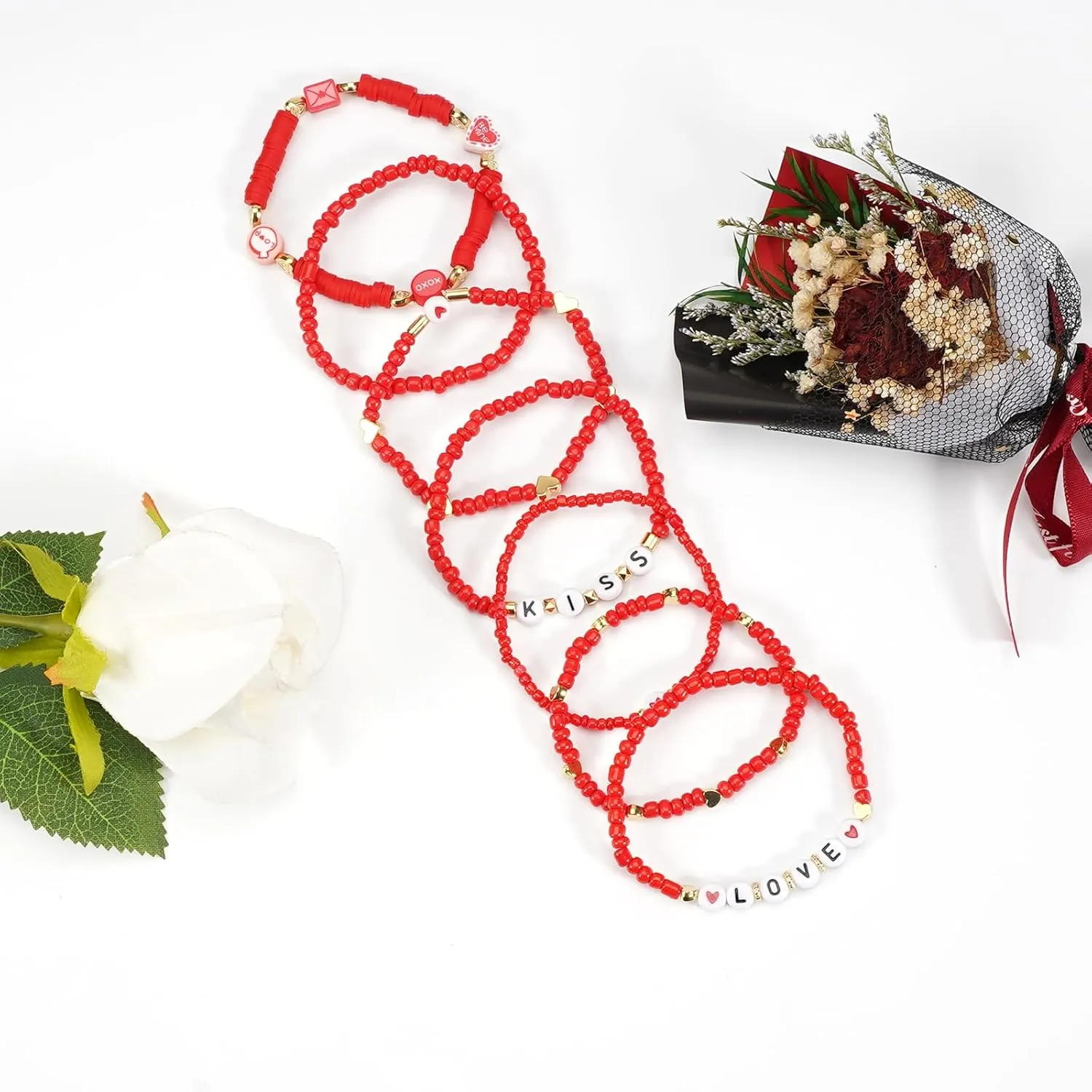 Beaded Stretch Bracelet Set for Women, Stackable Layered Design Bracelet