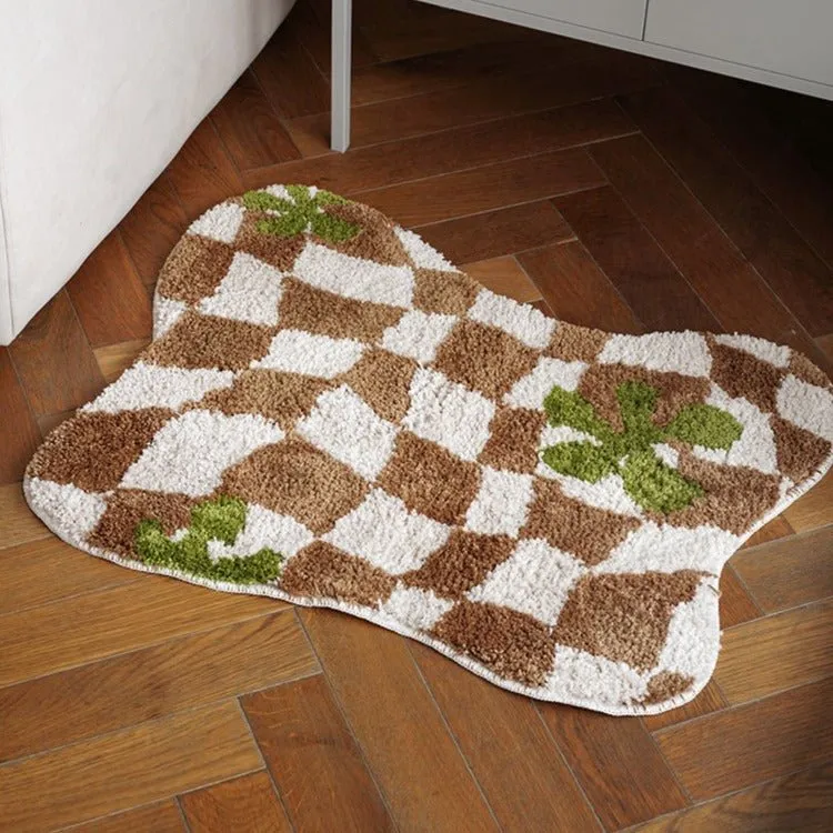 Black Checkered Geometric Mat