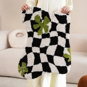 Black Checkered Geometric Mat