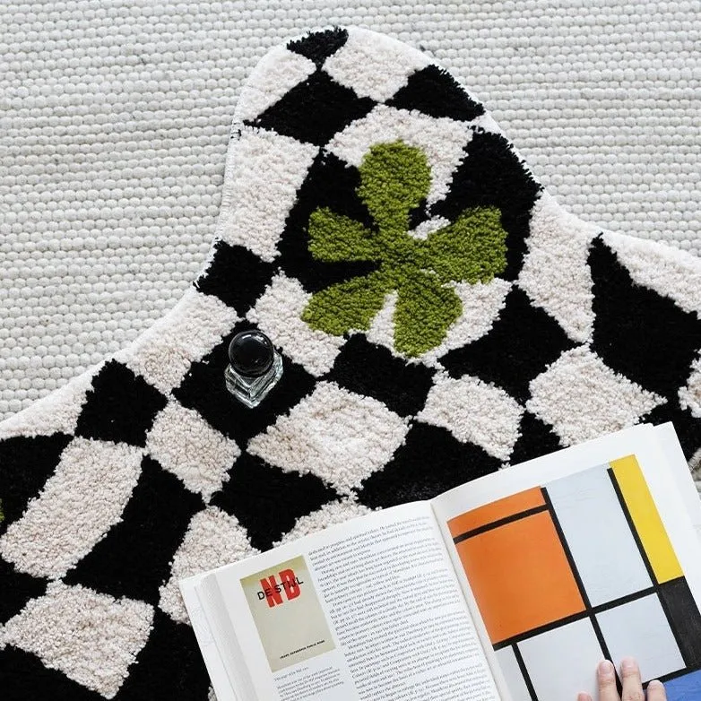 Black Checkered Geometric Mat
