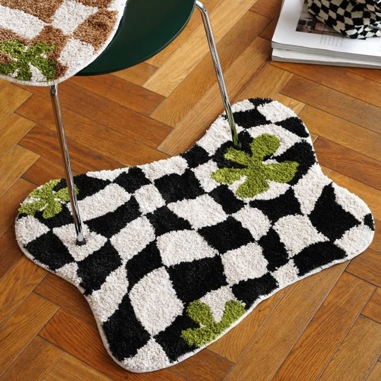 Black Checkered Geometric Mat