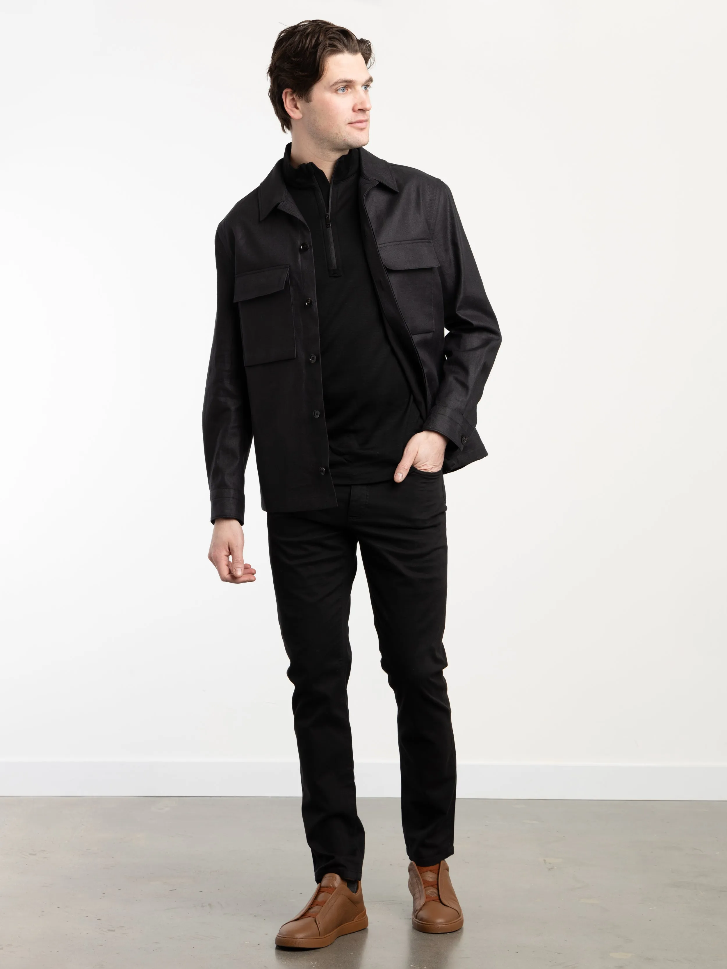 Black Oasi Lino Overshirt