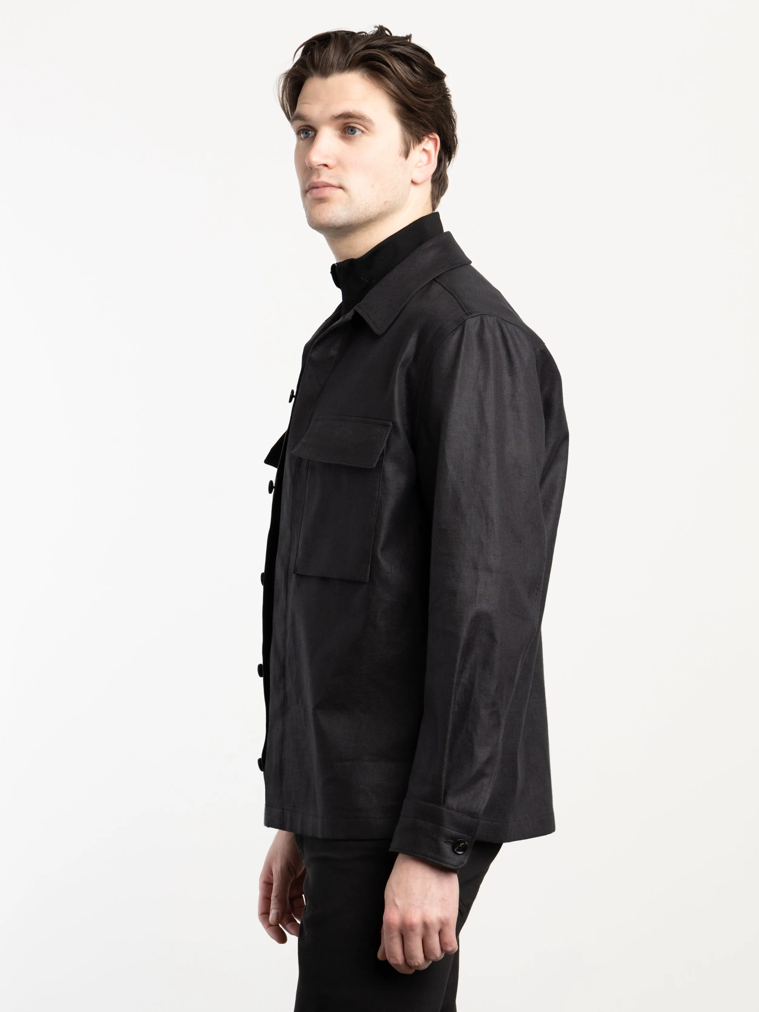 Black Oasi Lino Overshirt
