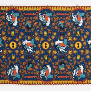 Blue Animal Print Upholstery Fabric