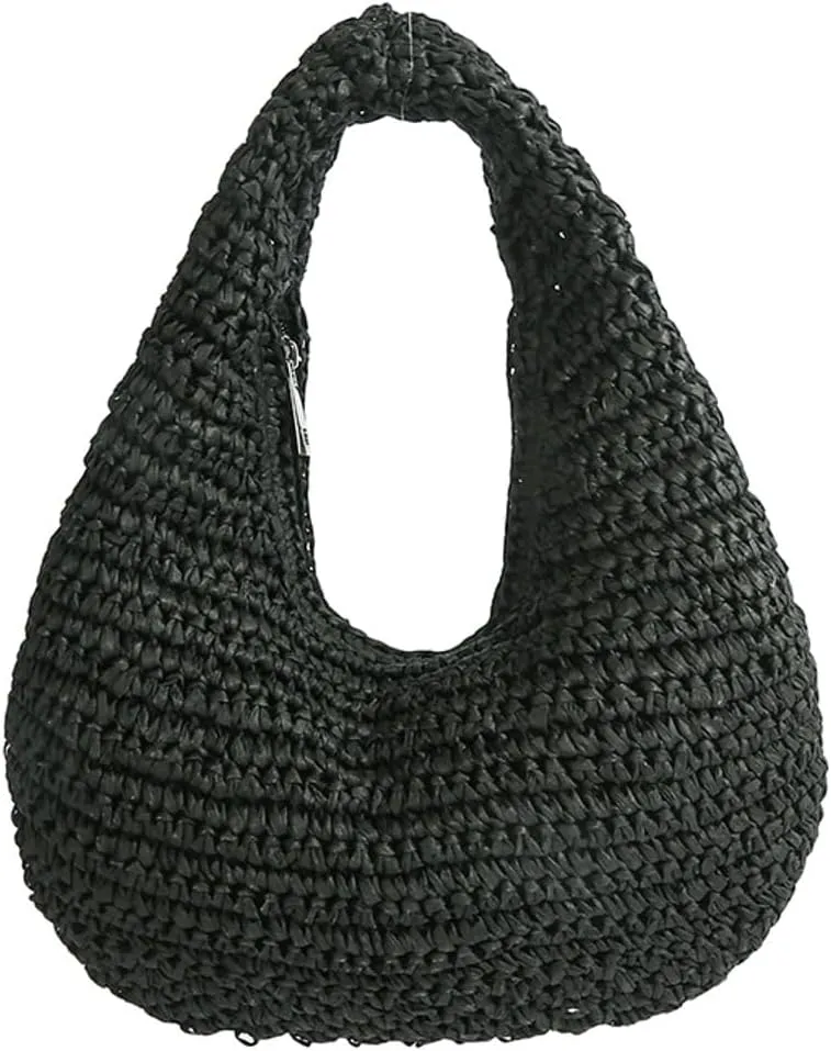 Bohemia Straw Beach Bag for Women Macrame Shoulder Tote Bag Crossbody Purse Travel Beach Bag Summer Top-handle Hobo Bags