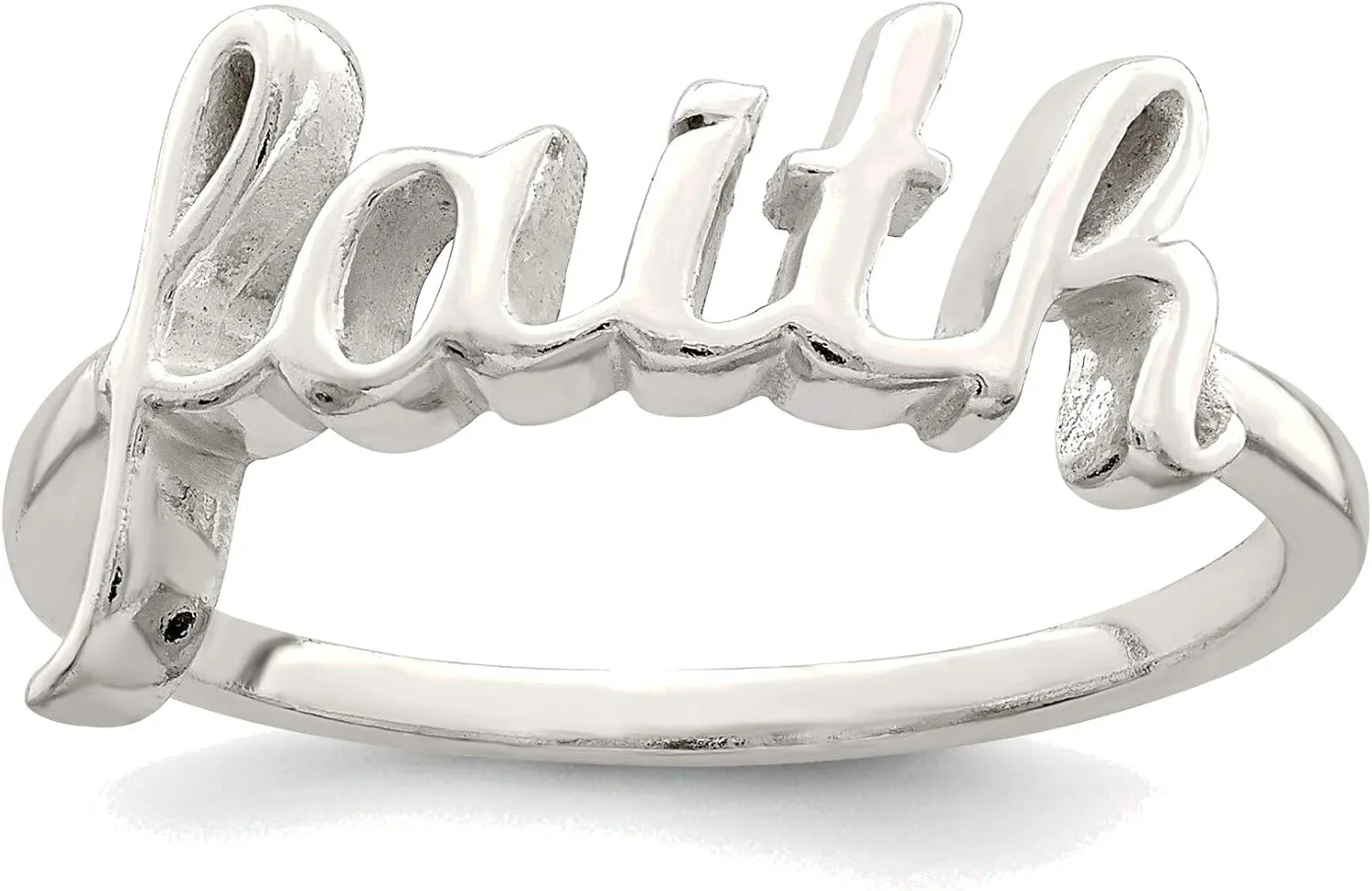 Bonyak Jewelry Sterling Silver Polished 'Faith' Ring Lustrous, Size 8