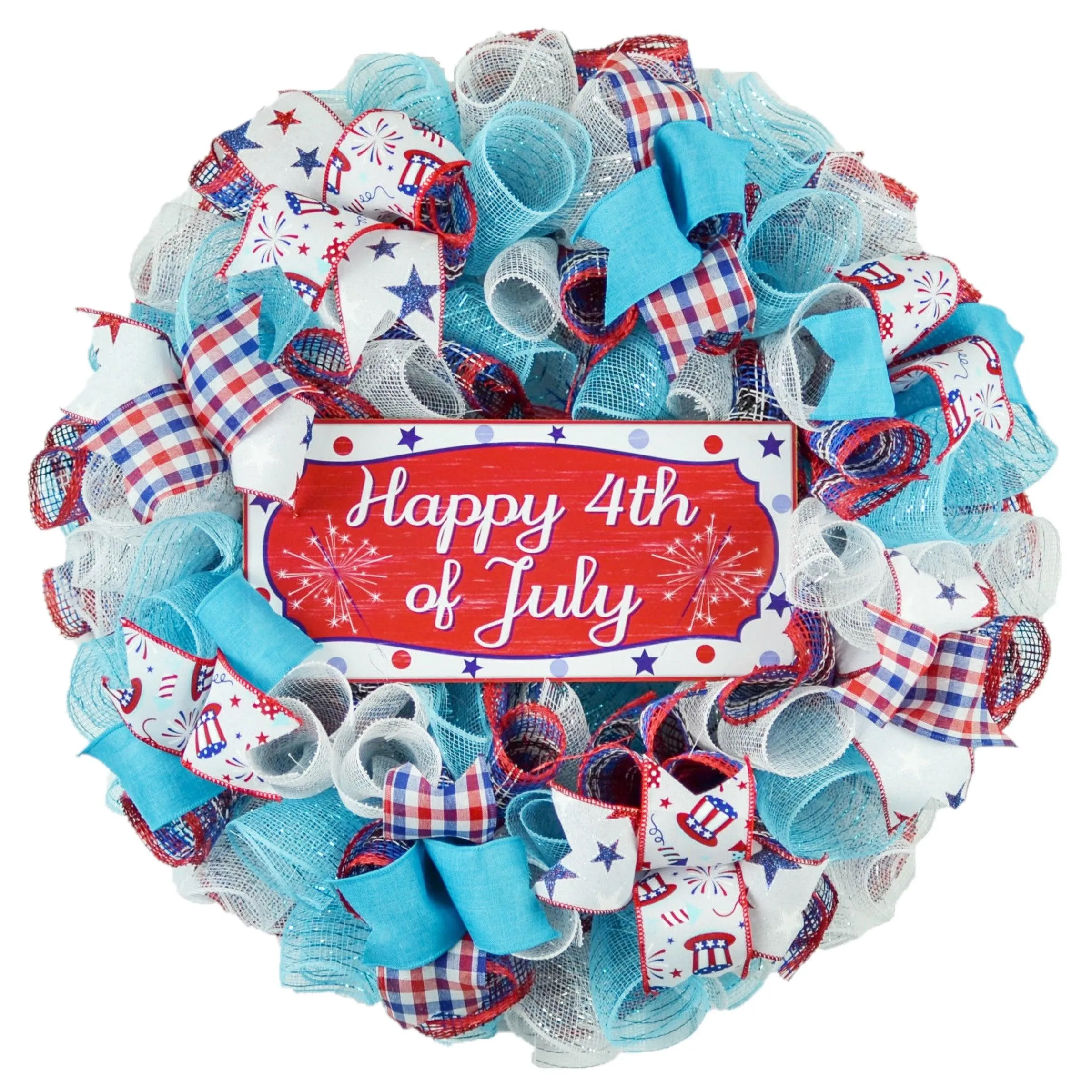 Bright Happy Fourth of July Wreaths - Turquoise