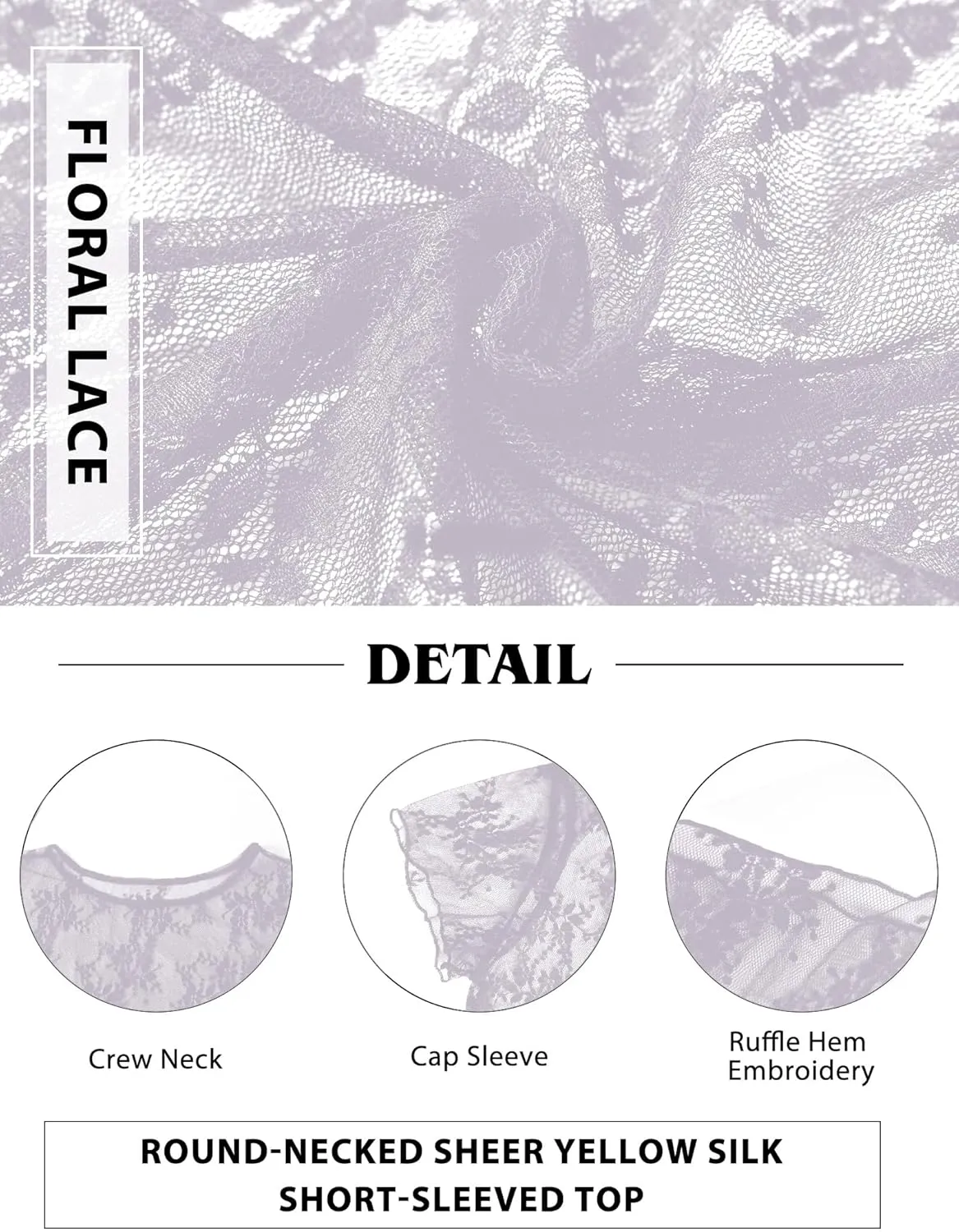 Buauty Womens Sheer Mesh Tops Crop Top See Through Shirts 2024 Summer Cap Sleeve Crewneck Lace Y2k Going Out Tops Clubwear