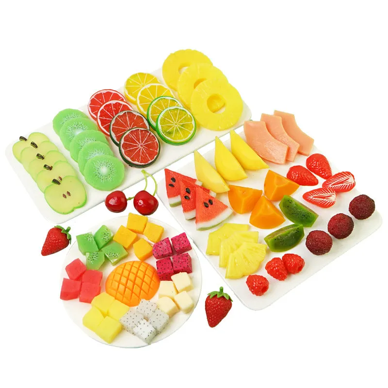Bulk 10Pcs Artificial Fruits Slices Simulation Lifelike Fruits Decorative Wholesale