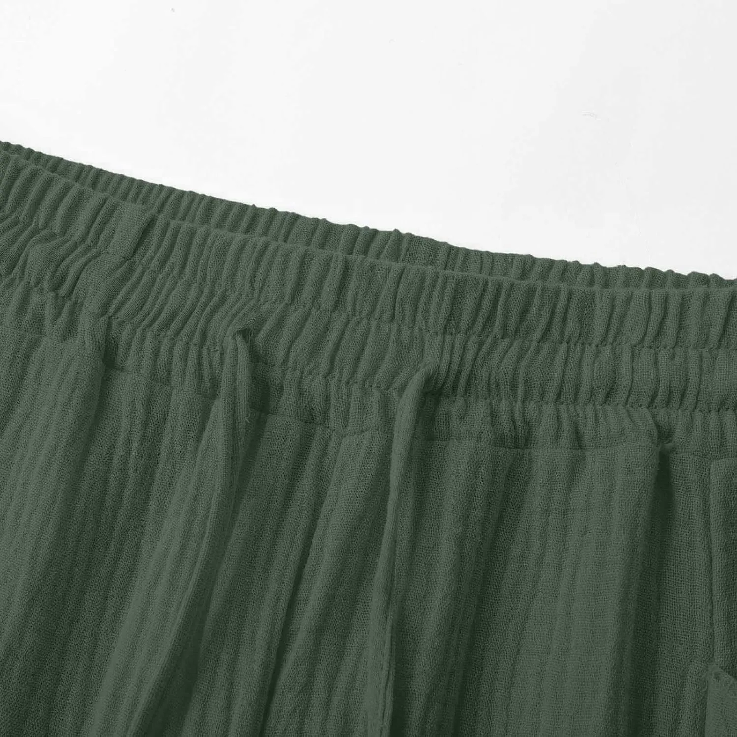 Capris Pants for Women High Waist Summer Casual Plus Size Pants Straight Wide Leg Drawstring Elastic Sports Cropped Trousers