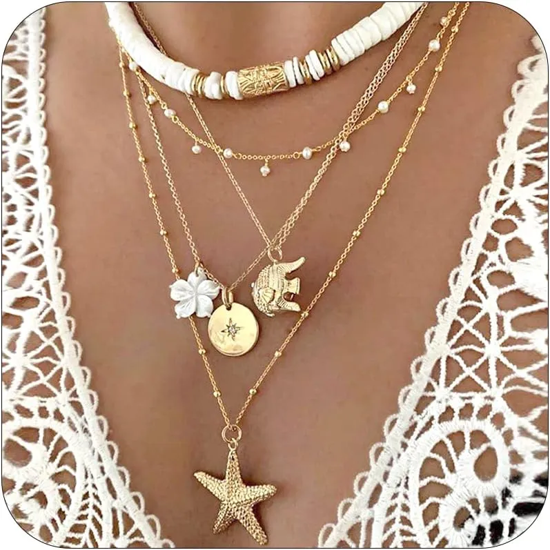 choice of all Gold Shell Pendant Necklace for Women Seashell Conch Necklace White Puka Shell Necklaces Hawaiian Beach Jewelry Summer Jewelry for Women Gifts for Vacation Birthday Gift