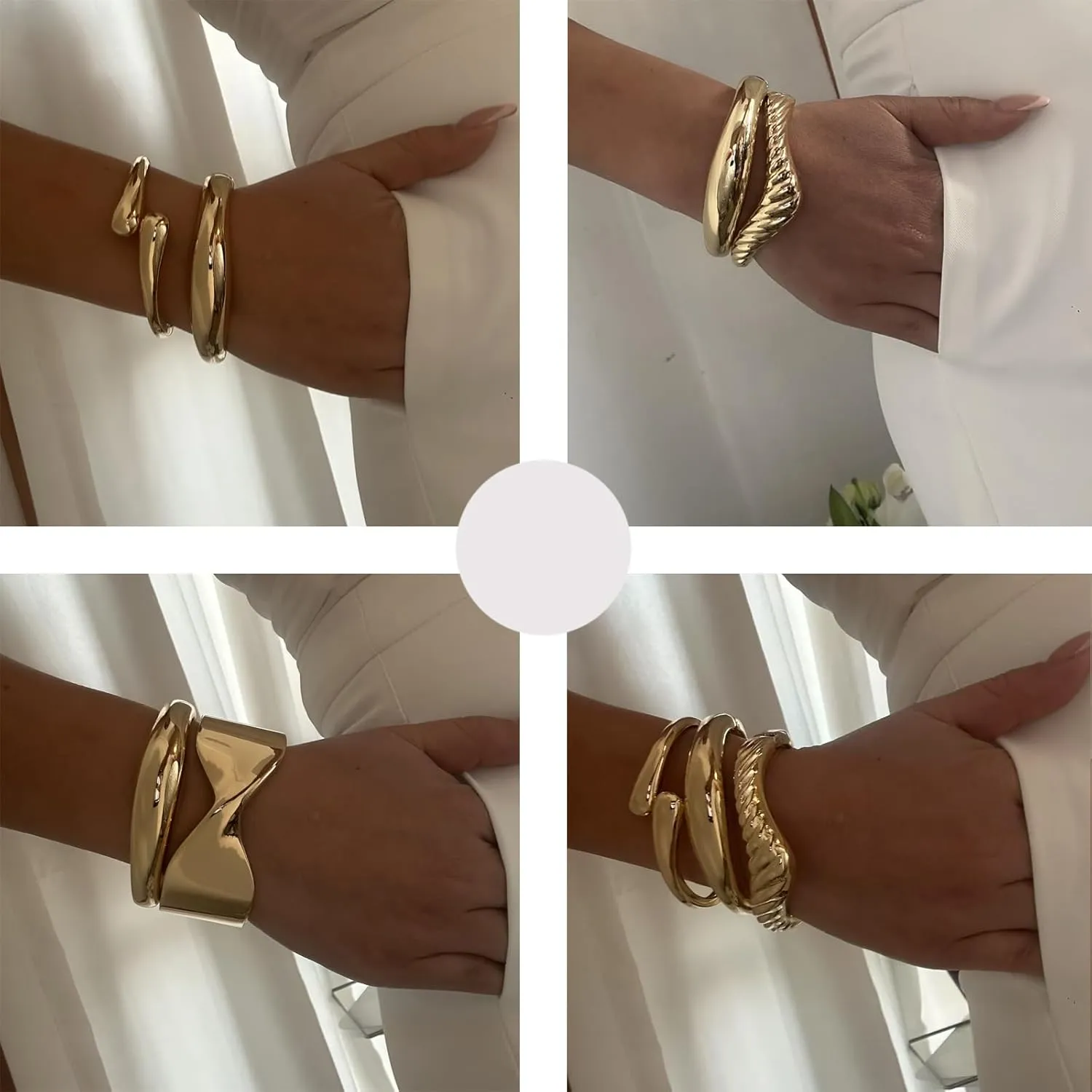 Chunky Gold Bangles Bracelets for Women Gold Cuff Bracelet Set Waterproof Non Tarnish Stack Bracelet for Women Gifts