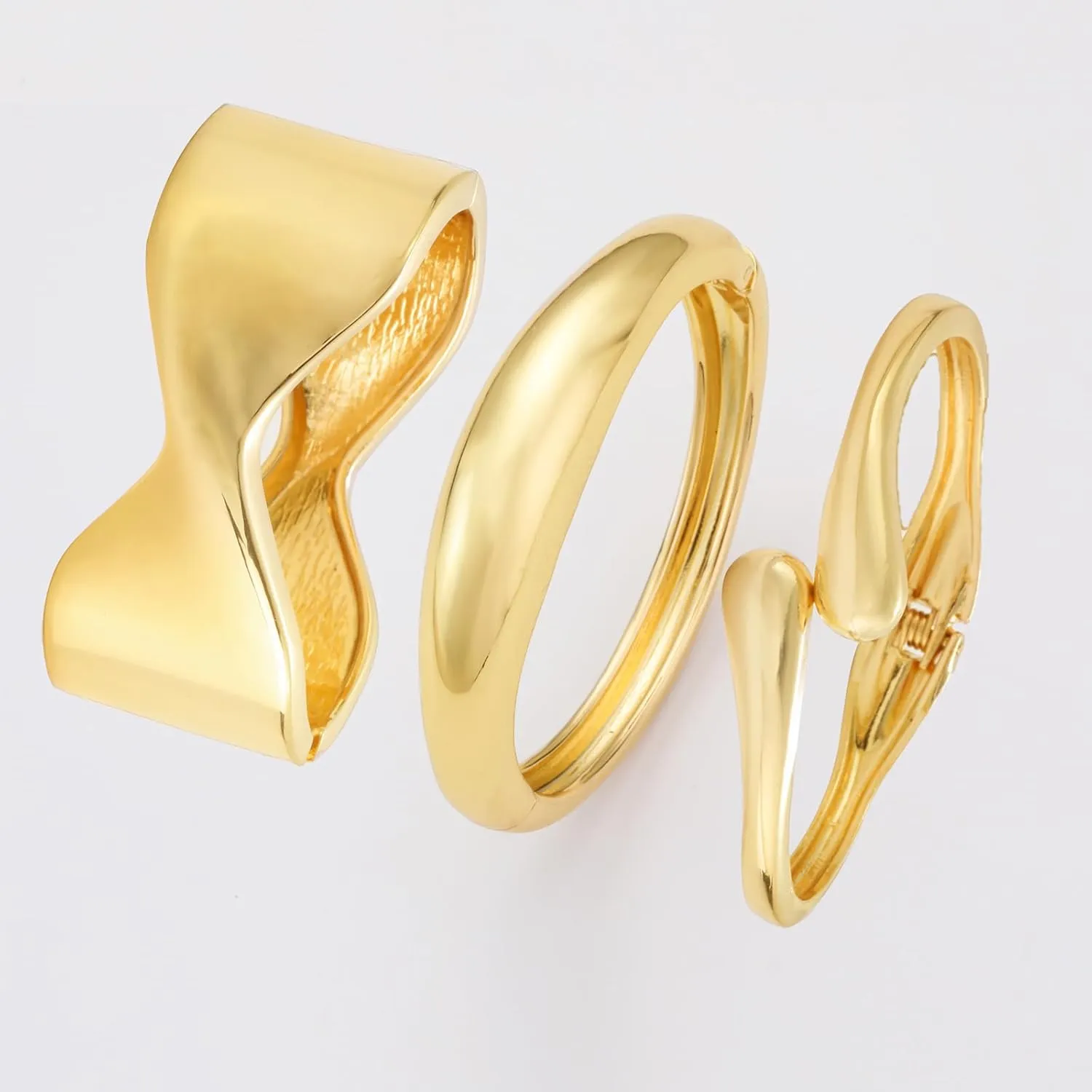 Chunky Gold Bangles Bracelets for Women Gold Cuff Bracelet Set Waterproof Non Tarnish Stack Bracelet for Women Gifts