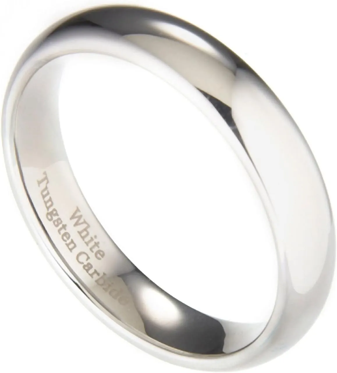 Classic Mirror Polished White Tungsten Carbide 2mm to 10mm COMFORT FIT Wedding Band Ring