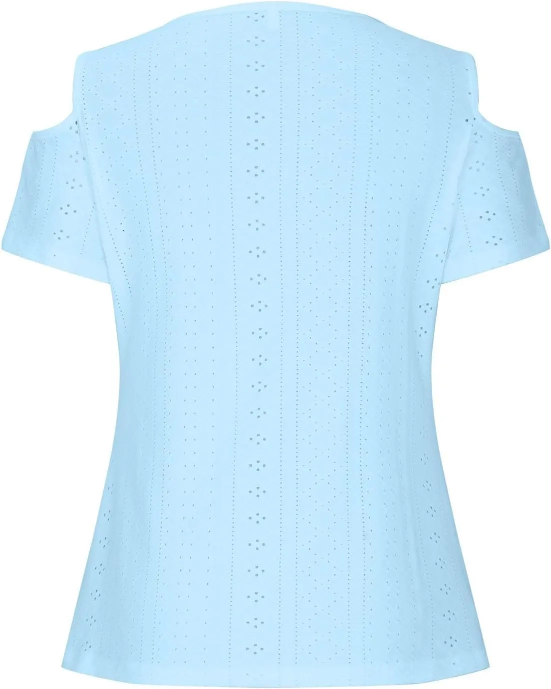 Cold Shoulder Tops for Women 2024 Casual Summer Sexy Eyelet Tunic Shirts Short Sleeve V Neck Boho Blouses