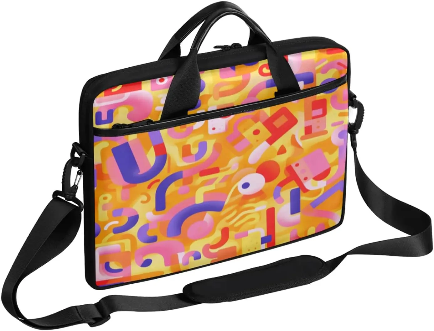 Colourful Geometric Shapes Laptop Case Bag with Detachable Strap Waterproof Laptop Bag Notebook Carrying Case 15.6 inch Laptop Sleeve Bag for Men Women Work Travel